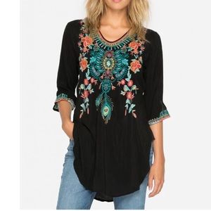Johnny Was Boho Zivelly Tunic in Black Size XS
